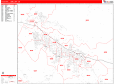Coachella Valley Metro Area Digital Map Red Line Style
